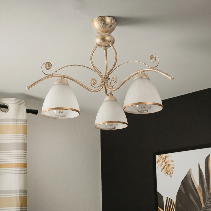 Brilagi - Lustre de Sobrepor LED ANTICO 3xE27/60W/230V pátina branca