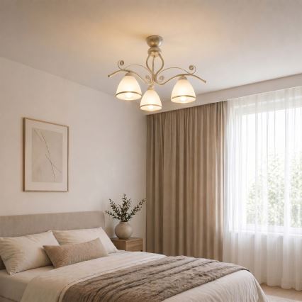 Brilagi - Lustre de Sobrepor LED ANTICO 3xE27/60W/230V pátina branca
