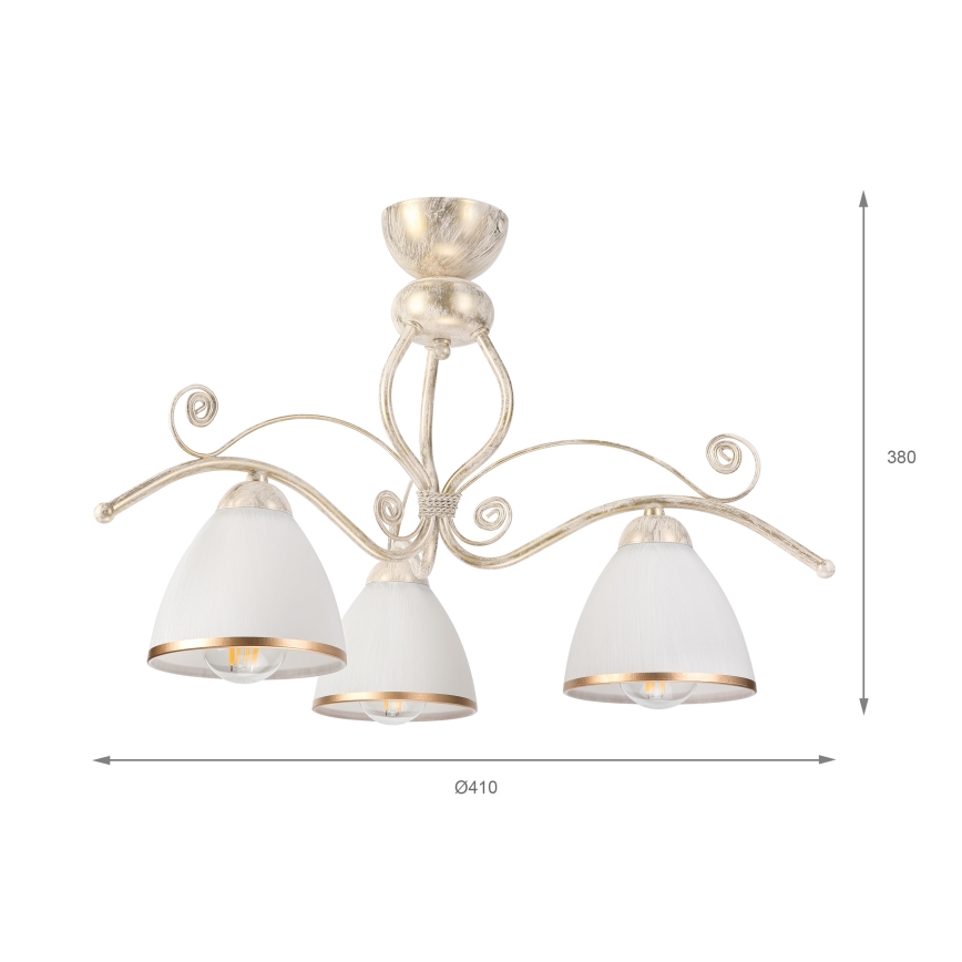 Brilagi - Lustre de Sobrepor LED ANTICO 3xE27/60W/230V pátina branca