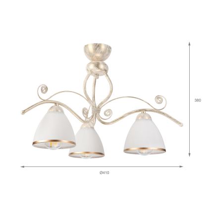Brilagi - Lustre de Sobrepor LED ANTICO 3xE27/60W/230V pátina branca