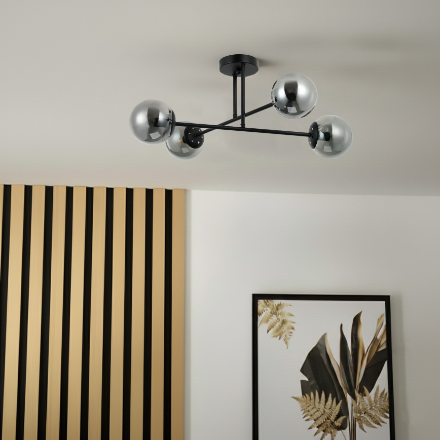 Brilagi - Lustre de sobrepor MALIVA 4xE14/15W/230V preto/fumado