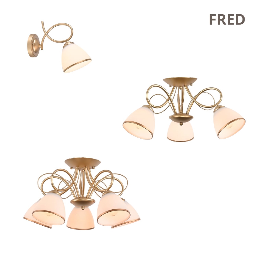 Brilagi - Lustre de tecto aplicado FRED 5xE27/60W/230V Ø 59 cm dourado