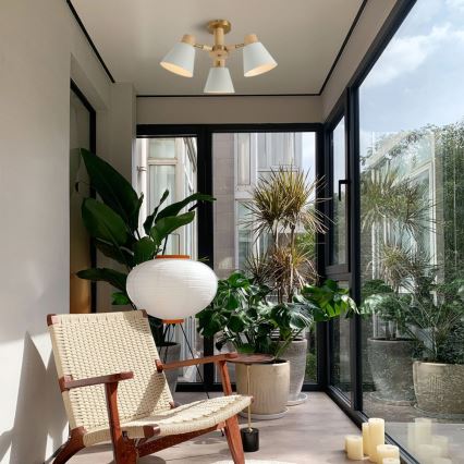 Brilagi - Lustre de tecto aplicado LUND WOOD 3xE27/40W/230V diâmetro 50 cm em madeira