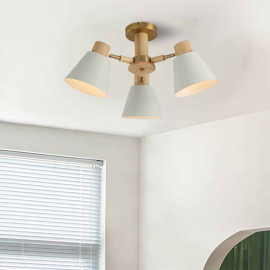 Brilagi - Lustre de tecto aplicado LUND WOOD 3xE27/40W/230V diâmetro 50 cm em madeira