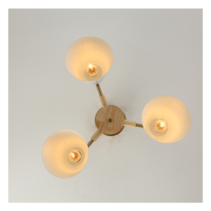 Brilagi - Lustre de tecto aplicado LUND WOOD 3xE27/40W/230V diâmetro 50 cm em madeira
