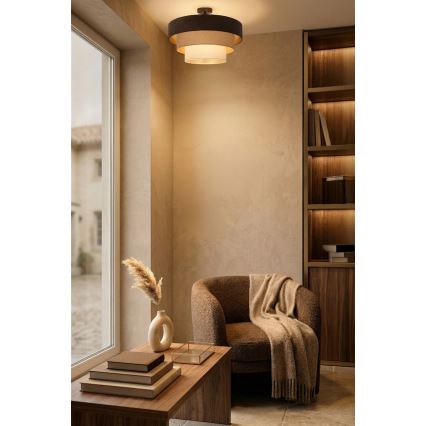 Brilagi - Lustre de tecto aplicado LUNETA 1xE27/60W/230V Ø 40 cm castanho/bege/creme