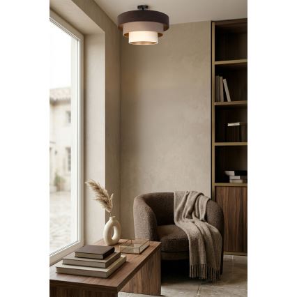 Brilagi - Lustre de tecto aplicado LUNETA 1xE27/60W/230V Ø 40 cm castanho/bege/creme