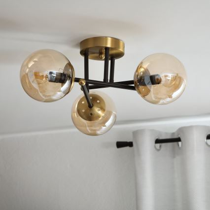 Brilagi - Lustre de tecto aplicado MALIVA 3xE14/15W/230V dourado