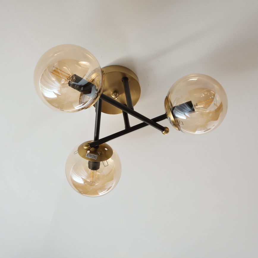 Brilagi - Lustre de tecto aplicado MALIVA 3xE14/15W/230V dourado