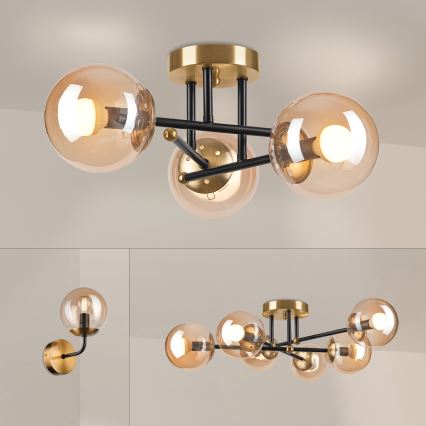 Brilagi - Lustre de tecto aplicado MALIVA 3xE14/15W/230V dourado