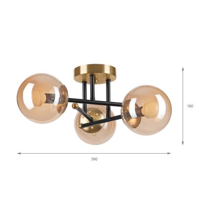 Brilagi - Lustre de tecto aplicado MALIVA 3xE14/15W/230V dourado