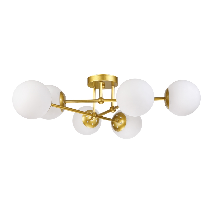 Brilagi - Lustre de tecto aplicado MALIVA 6xE14/15W/230V dourado/branco