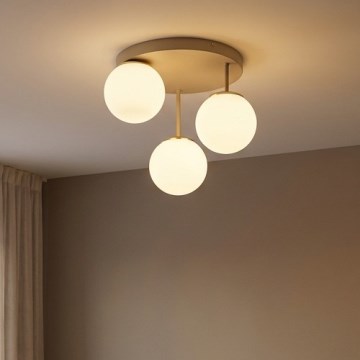 Brilagi - Lustre de tecto aplicado MILO ECRU 3xE27/60W/230V bege/dourado