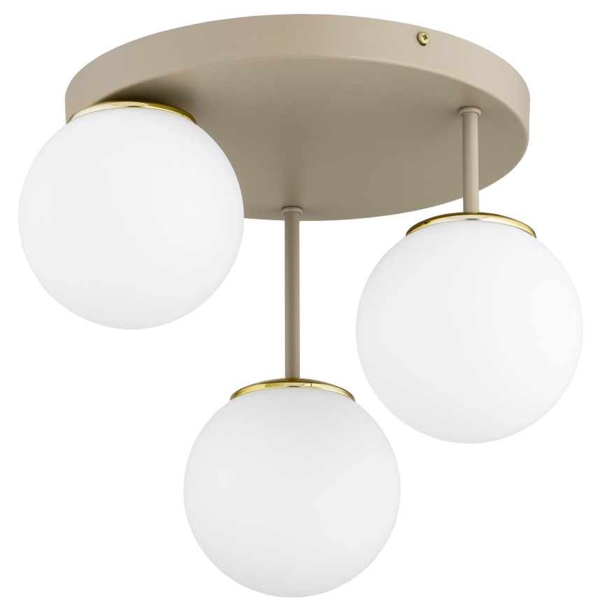 Brilagi - Lustre de tecto aplicado MILO ECRU 3xE27/60W/230V bege/dourado