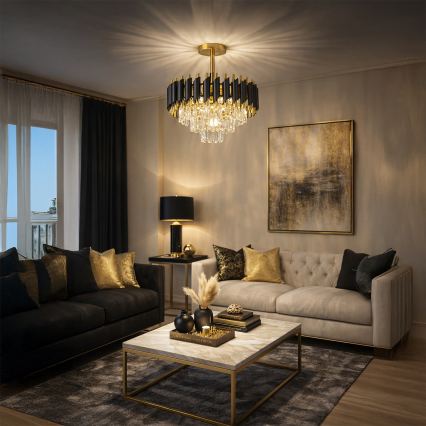 Brilagi - Lustre de tecto de fixação direta ECLIPSE 5xE14/10W/230V, diâmetro 38 cm, preto/dourado