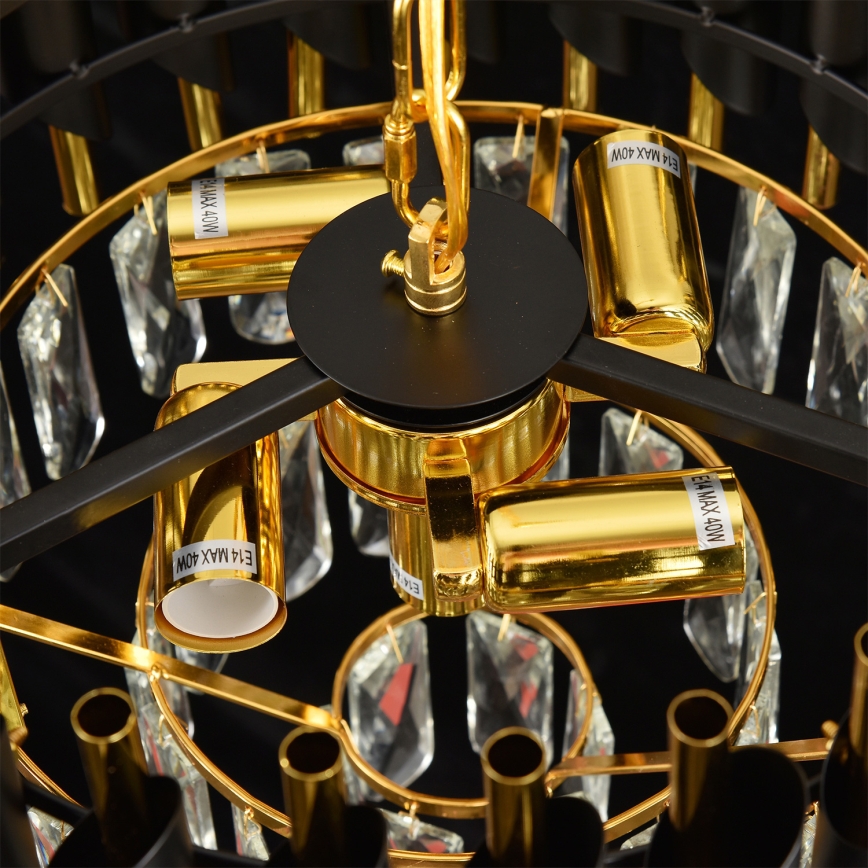 Brilagi - Lustre de tecto de fixação direta ECLIPSE 5xE14/10W/230V, diâmetro 38 cm, preto/dourado