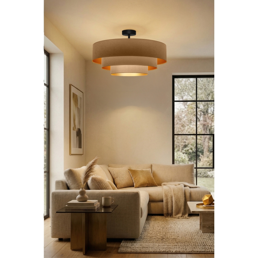Brilagi - Lustre de tecto de montagem aparente LUNETA 3xE27/60W/230V diâmetro 80 cm bege/dourado