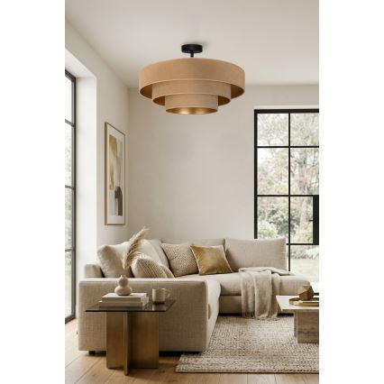 Brilagi - Lustre de tecto de montagem aparente LUNETA 3xE27/60W/230V diâmetro 80 cm bege/dourado