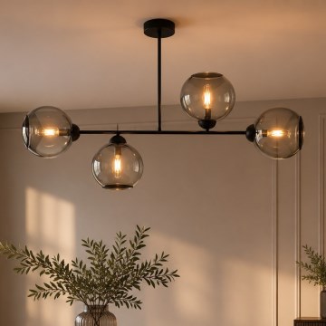 Brilagi - Lustre de tecto de montagem em superfície DIOR 4xE27/60W/230V preto/cinzento fumado
