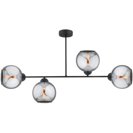 Brilagi - Lustre de tecto de montagem em superfície DIOR 4xE27/60W/230V preto/cinzento fumado