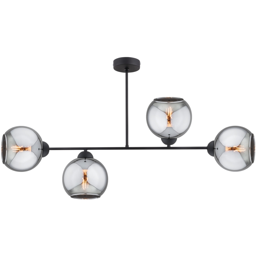 Brilagi - Lustre de tecto de montagem em superfície DIOR 4xE27/60W/230V preto/cinzento fumado