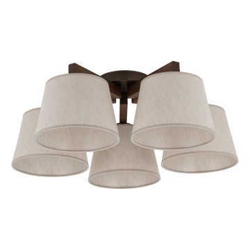 Brilagi - Lustre de tecto de montagem superficial LATTE 5xE27/15W/230V pinho/creme