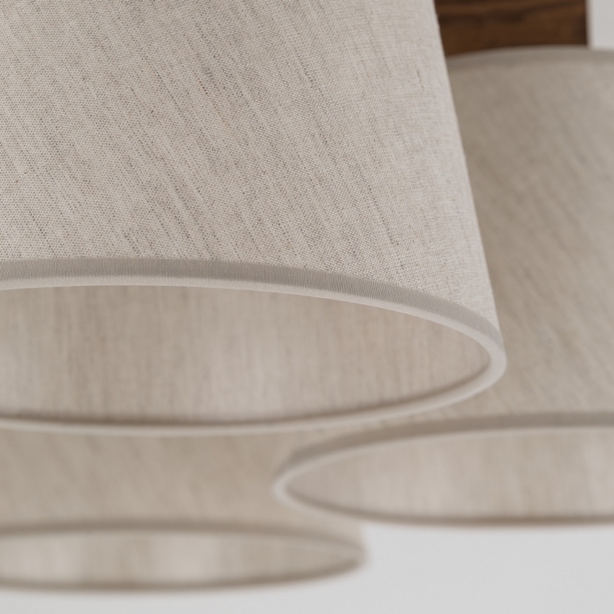 Brilagi - Lustre de tecto de montagem superficial LATTE 5xE27/15W/230V pinho/creme