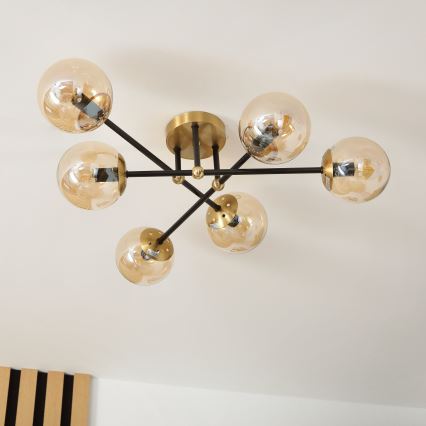 Brilagi - Lustre de tecto de montagem superficial MALIVA 6xE14/15W/230V dourado