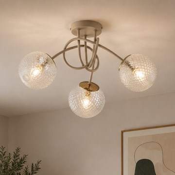 Brilagi - Lustre de Tecto de Montagem Superficial STELLA 3xE27/60W/230V bege/dourado