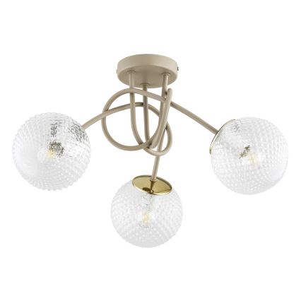 Brilagi - Lustre de Tecto de Montagem Superficial STELLA 3xE27/60W/230V bege/dourado