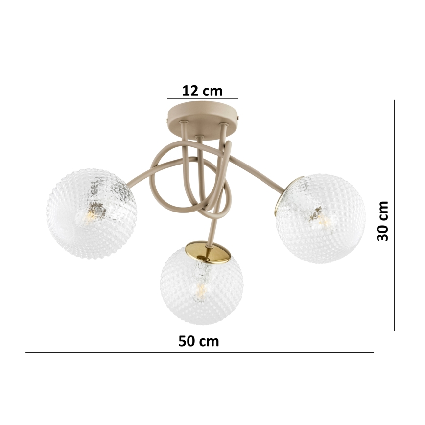 Brilagi - Lustre de Tecto de Montagem Superficial STELLA 3xE27/60W/230V bege/dourado