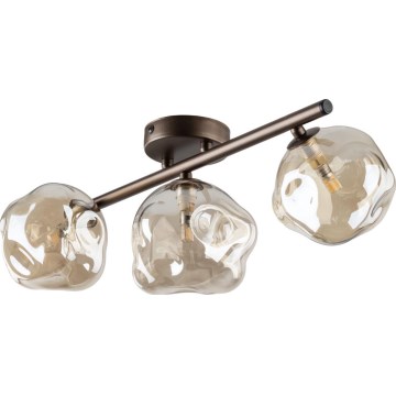 Brilagi - Lustre de tecto de montagem superficial VULCANO 3xG9/8W/230V castanho/bege fumado