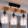 Brilagi - Lustre de tecto de montagem superficial WOOD GLASS 3xE27/60W/230V pinho/preto/bege fumado