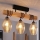 Brilagi - Lustre de tecto de montagem superficial WOOD GLASS 3xE27/60W/230V pinho/preto/bege fumado