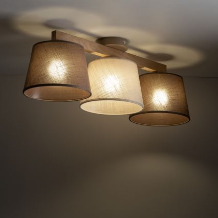 Brilagi - Lustre de Tecto de Sobrepor LATTE SABIA 3xE27/15W/230V pinho/misto