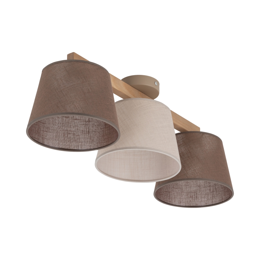 Brilagi - Lustre de Tecto de Sobrepor LATTE SABIA 3xE27/15W/230V pinho/misto