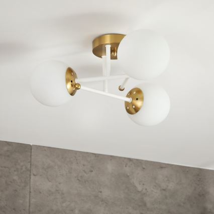 Brilagi - Lustre de tecto de superfície MALIVA 3xE14/15W/230V dourado/branco