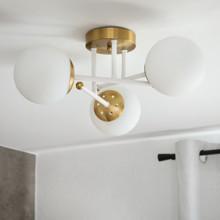 Brilagi - Lustre de tecto de superfície MALIVA 3xE14/15W/230V dourado/branco