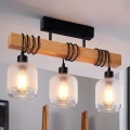 Brilagi - Lustre de tecto de superfície WOOD GLASS 3xE27/60W/230V pinho/preto/branco