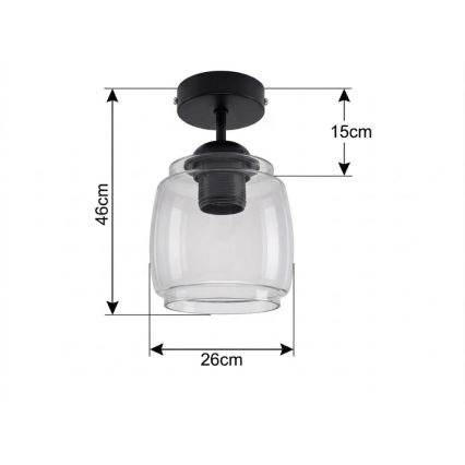 BRILAGI - Lustre LED sobreposto RETRO GLASS 1xE27/60W/230V Ø 26 cm preto/cinza fumê