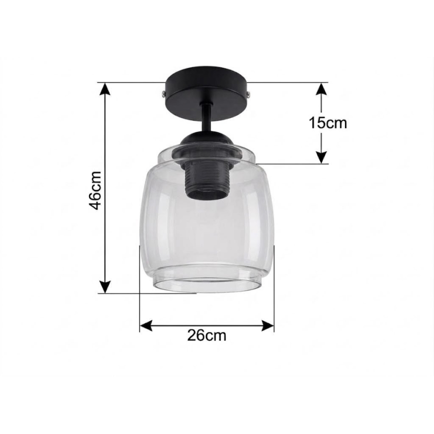 BRILAGI - Lustre LED sobreposto RETRO GLASS 1xE27/60W/230V Ø 26 cm preto/cinza fumê