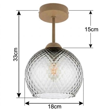 BRILAGI - LED Candeeiro de tecto sobreposto RETRO GLASS 1xE27/60W/230V Ø 18 cm bege/cinzento fumado