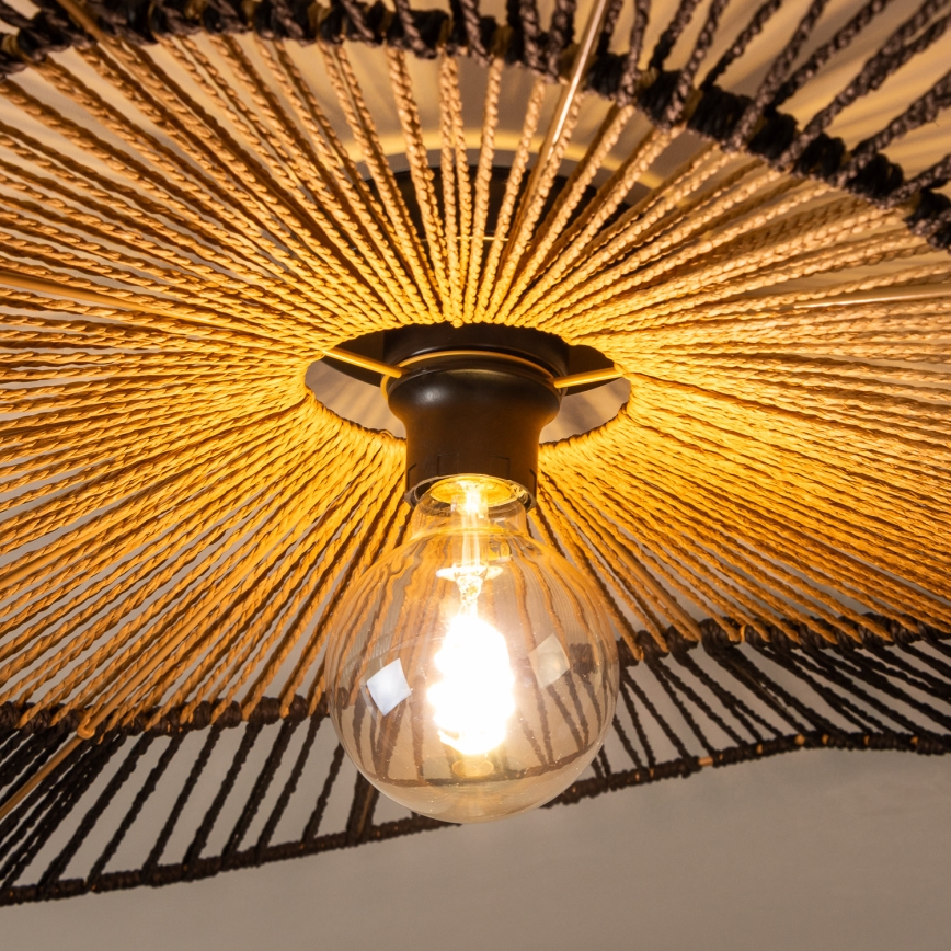 Brilagi - Lustre de Tecto LED Sobreposto CERIA BOHO 1xE27/40W/230V Ø 80 cm preto/castanho