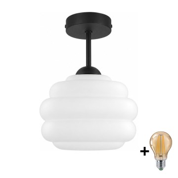 BRILAGI - Lustre de tecto LED sobreposto RETRO GLASS 1xE27/60W/230V Ø 20 cm preto/branco
