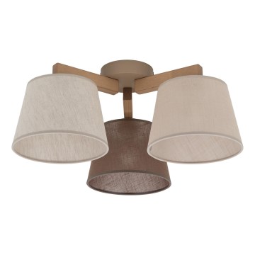 Brilagi - Lustre de tecto montado à superfície LATTE SABIA 3xE27/15W/230V pinho/mix