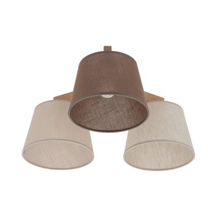 Brilagi - Lustre de tecto montado à superfície LATTE SABIA 3xE27/15W/230V pinho/mix