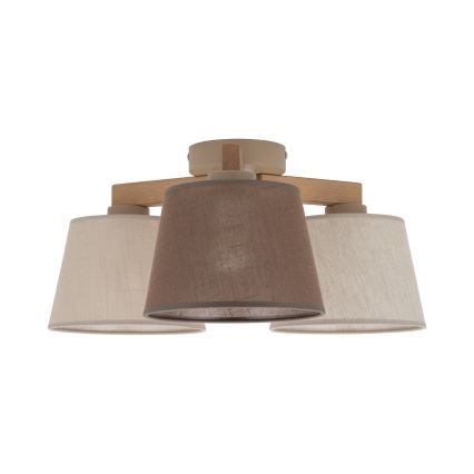 Brilagi - Lustre de tecto montado à superfície LATTE SABIA 3xE27/15W/230V pinho/mix