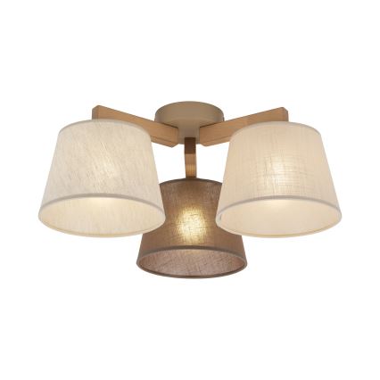 Brilagi - Lustre de tecto montado à superfície LATTE SABIA 3xE27/60W/230V pinho/mix