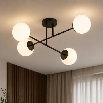 Brilagi - Lustre de tecto montado à superfície MILO 4xE27/60W/230V preto