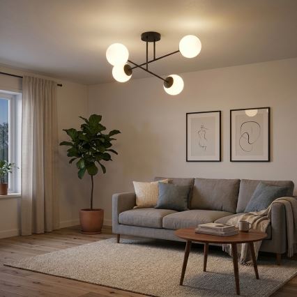 Brilagi - Lustre de tecto montado à superfície MILO 4xE27/60W/230V preto